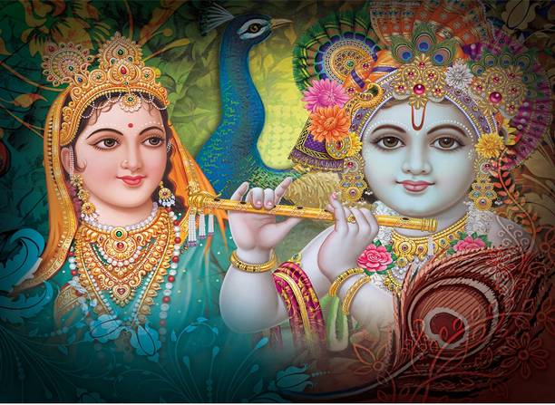RK DECOR 24 inch Radha Krishna Sticker Poster For Home & Office 18x24 Self Adhesive Sticker