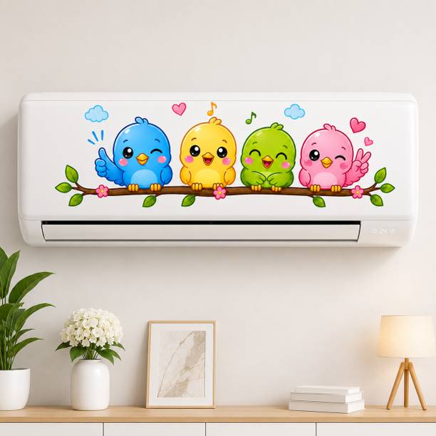 DURGATRADERS 30 inch Cute Birds AC Wall Sticker for Split AC Self Adhesive Sticker