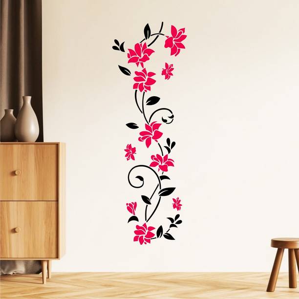 rawpockets 70 cm Pink Floral Vine Art Self Adhesive Sticker