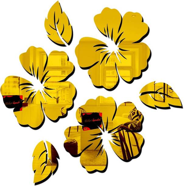 Chote Mote Seller 14.1 cm Flower with leaf golden mirro...