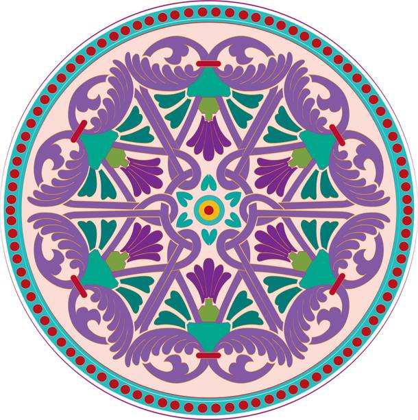 ShreeJiPrinting 24 inch Floor Rangoli 24X24 Inches Square Shape Stickers for Home,Office,Schools - 127 Self Adhesive Sticker