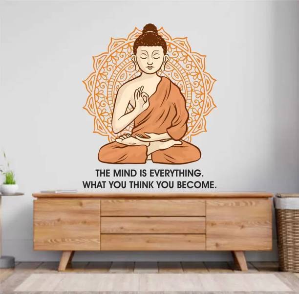 crystalsign 60 cm Gautam Buddha For Living Room Art and Home Decoration Self Adhesive Sticker