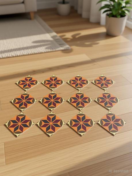 Decor vibe 8 cm Decorative waterproof Floor sticker (16 pcs)_DKFS09 Size :- (8cm x 8cm) Self Adhesive Sticker