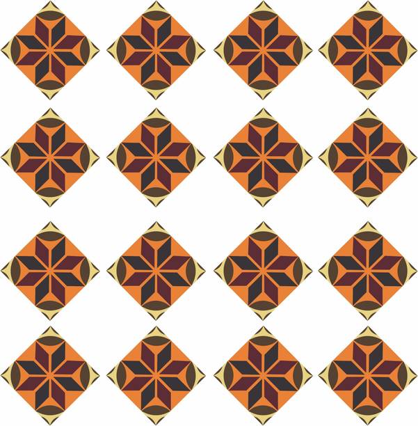 Decor vibe 8 cm Decorative waterproof Floor sticker (16 pcs)_DKFS09 Size :- (8cm x 8cm) Self Adhesive Sticker