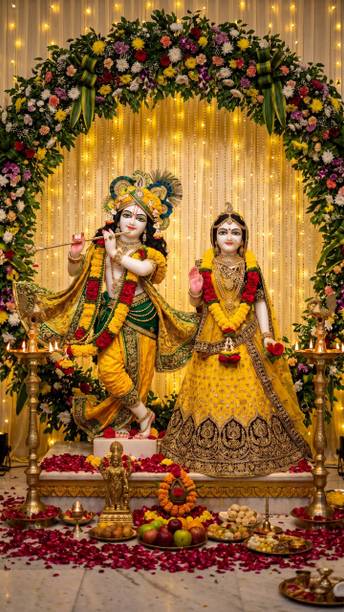 swaroopa 18 inch Radha Krishna Divine Poster 12x18 Inch Waterproof Vinyl Sticker Self Adhesive Sticker