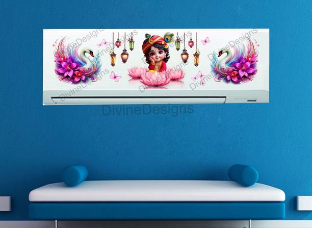 DivineDesigns 23 cm Swan Little Krishna AC Sticker Self Adhesive Sticker