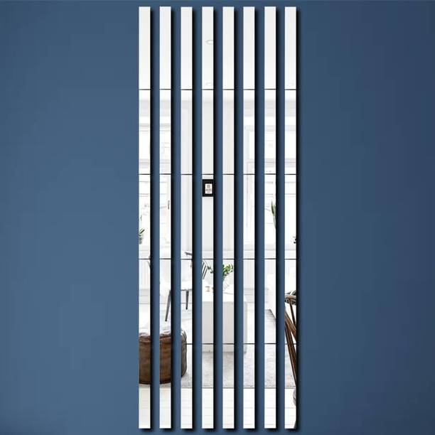 wall1ders 24 cm Strip Silver Mirror sticker for wall, Acrylic Sticker for wall Self Adhesive Sticker