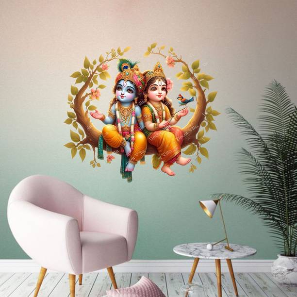 Reface Wall 46 cm Radha Krishna On The Tree Self Adhesive Sticker