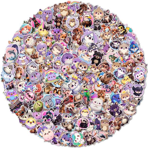 EXO DECOR 4.72 cm Cute Cartoon Animal Stickers Pack for Kids Scrapbook Journaling DIY Crafts Reusable Sticker