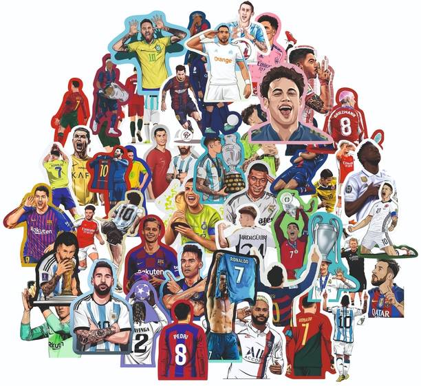 SAMANTA WALA 1.5 inch FOOTBALL STICKER For phone, Laptop, Bag, Bottle, etc. | Pack of 50 Self Adhesive Sticker