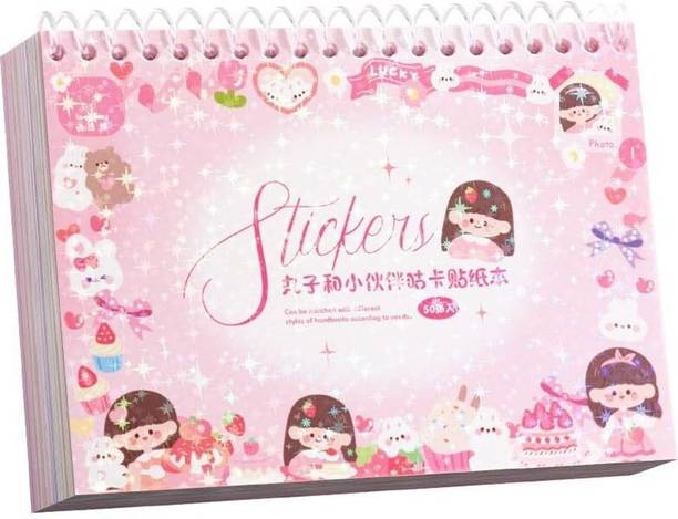 WHITE POPCORN 12.5 cm 12.5 cm Sticker Book Set for Kids – 50 Sheets/4000 Kawaii Stickers Removable Sticker