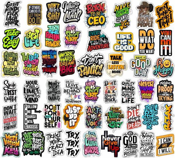 SAMANTA WALA 1.5 inch Motivation Sticker For Phone, Laptop, Notebook, Bottle, etc. | Pack of 50 Self Adhesive Sticker