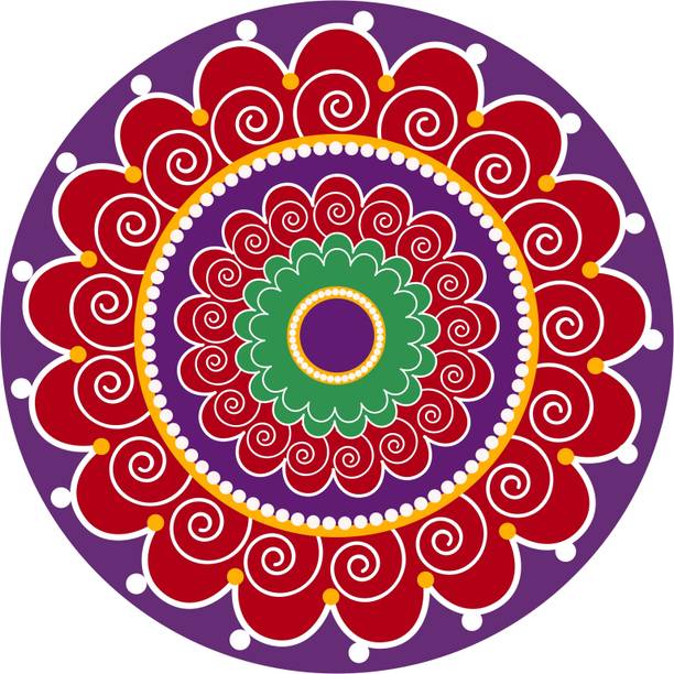 Sai Artss Floor Rangoli Sticker for Pooja Room Door Floor Diwali Stickers_16X16 Rangoli Stencil