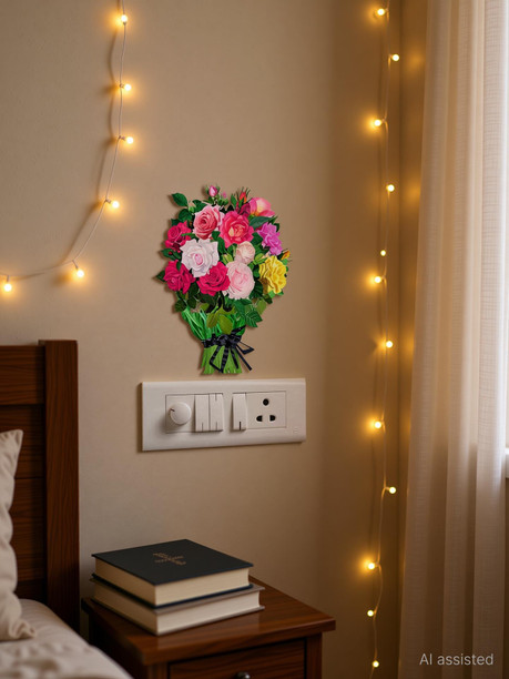 Price History of Flowers Wall Switch Board Sticker Multicolor