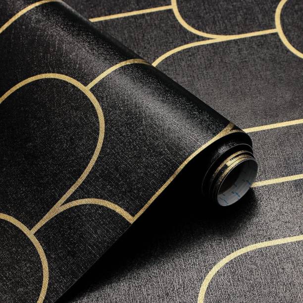 FOKRIM 300 cm Black gold line wallpaper for wall Waterproof sticker for home,office 45x300cm Self Adhesive Sticker
