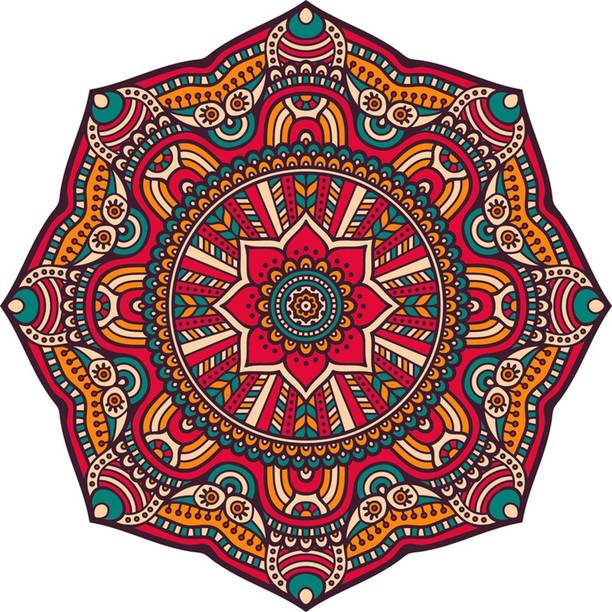 ShreeJiPrinting 24 inch Floor Rangoli 24X24 Inches Square Shape Stickers for Home,Office,Schools - 160 Self Adhesive Sticker