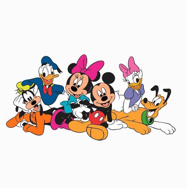 TGS 30 inch Cartoon Group Mickey Mouse,Vinyl Wall Sticker for Kids Room Self Adhesive Sticker