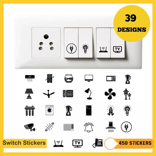 TILKOR 1.5 cm Switch Sticker For Electric Board Appliances Including 27 Designs Self Adhesive Sticker