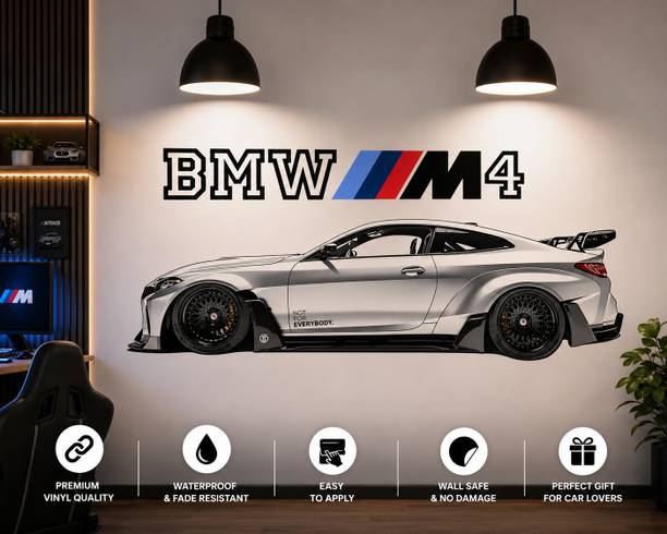 DEEYA CREATION 24 inch BMW M4 Sports Car Wall Sticker for Bedroom, Gaming Room & Garage Self Adhesive Sticker