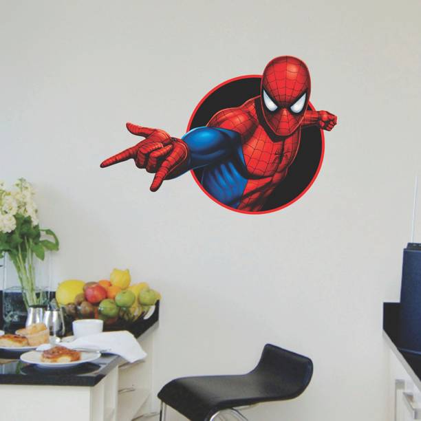 Aashrut decor 37 cm Spiderman Wall Sticker | Decorative Wall Sticker_AS646 Self Adhesive Sticker