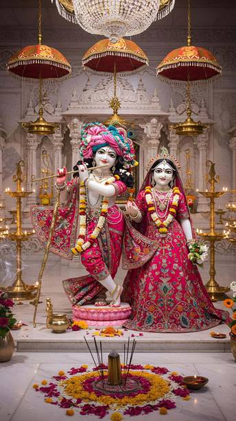 swaroopa 16.5 inch Radha Krishna sticker Self Adhesive Sticker