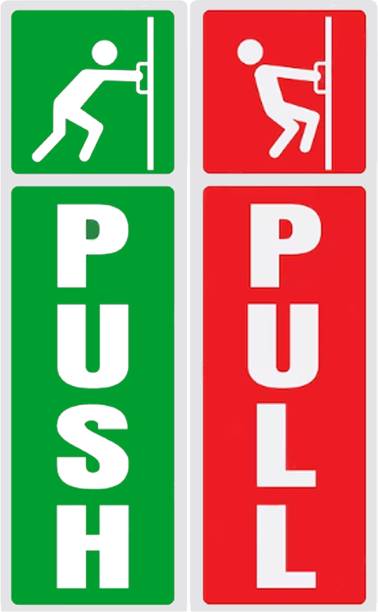 KCG 21 cm Self Adhesive Push and Pull Sign Stickers - Set of 1 Push & 1 Pull Self Adhesive Sticker