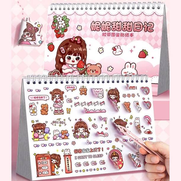NOKA 2.5 inch Girls Princess Activity Sticker Book | 20 Sheets | 1000+ Cartoon Stickers Non-Reusable Sticker