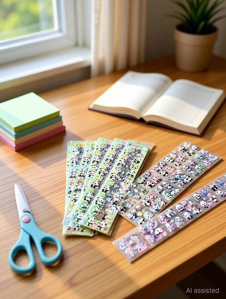 VZON 40 cm Panda Stickers 16 Sheet Cute Washi Stickers Set Removable Sticker