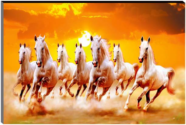 saf 45.72 cm 7 Running horses Vastu UV textured self adeshive modern art MDF painting sticker Self Adhesive Sticker