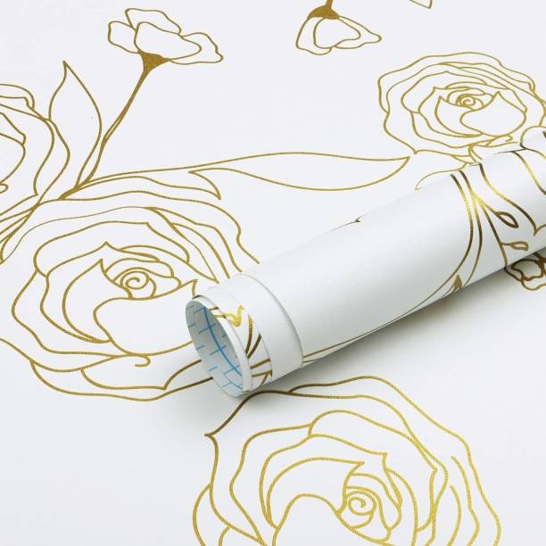 FOKRIM 300 cm white rose wallpaper for wall Waterproof sticker for home,office 45x300cm Self Adhesive Sticker