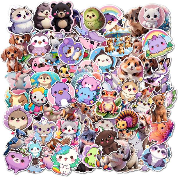 ClassyParadise 4.72 cm Adorable Cartoon Animal Stickers for Kids Craft Journals and Fun Decoration Reusable Sticker
