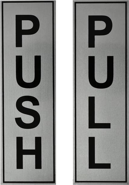 Estervig 7 inch Stainless Steel Push Pull Sticker for Door Self Adhesive Silver Metal Sign Board Self Adhesive Sticker