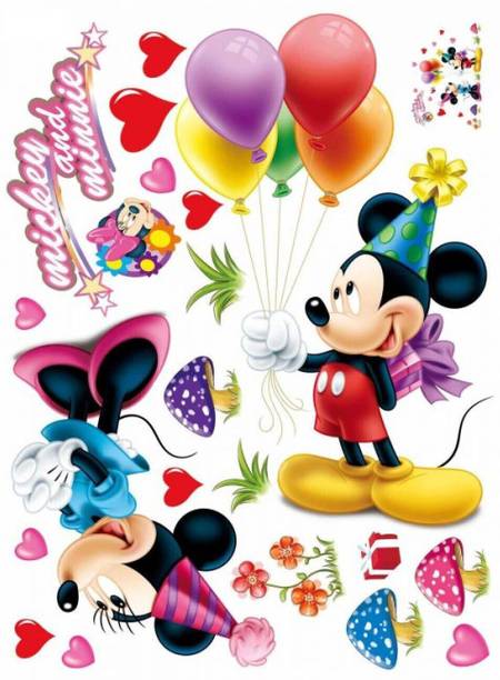 Indian Royals 60 cm Micky Mouse Design Self Adhesive Peel and Stick Wall Sticker Self Adhesive Sticker