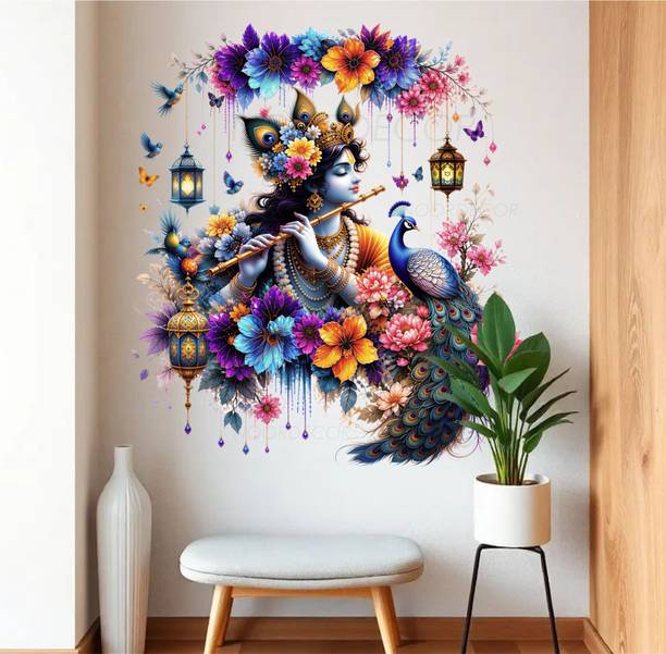 NOOR DECOR 23 inch Shri Krishna Modern Art Decorative Wall Stickers Self Adhesive Sticker