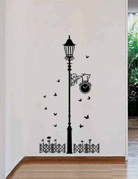 Flipkart SmartBuy 110 cm Black Antique Street Lamp with Butterflies Self Adhesive Sticker