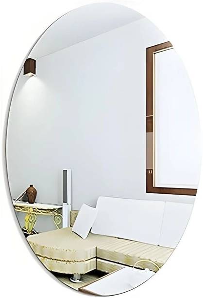 VENDICS 20 inch Oval Shape Adhesive Mirror Sticker for Wall Self Adhesive Sticker