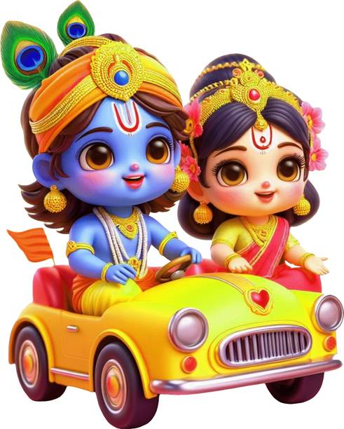 WALL WINGS 56 cm Pvc Vinyl Radha Krishna Wall Stickers,Radha Krishna Stickers for Wall Self Adhesive Sticker