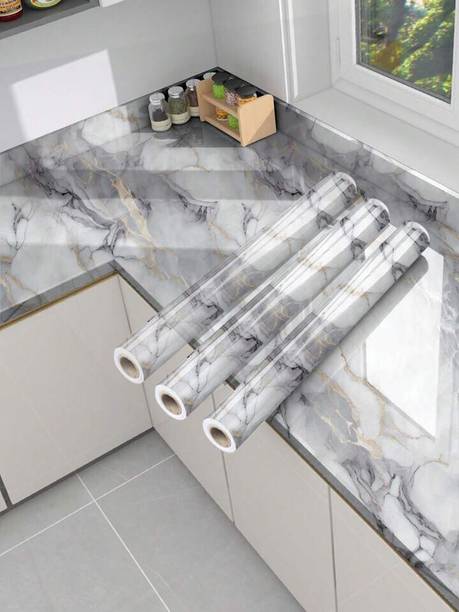 Onbet 200 cm Self Adhesive Glossy Marble Foil Waterproof Sticker For Kitchen And Home Self Adhesive Sticker