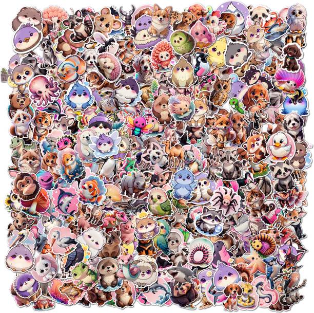 Decor vibe 4.72 cm Adorable Kawaii Animal Sticker Collection for Creative Crafts Journals Reusable Sticker