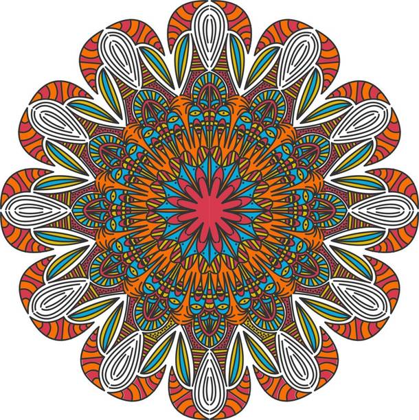 ShreeJiPrinting 24 inch Floor Rangoli 24X24 Inches Square Shape Stickers for Home,Office,Schools - 193 Self Adhesive Sticker