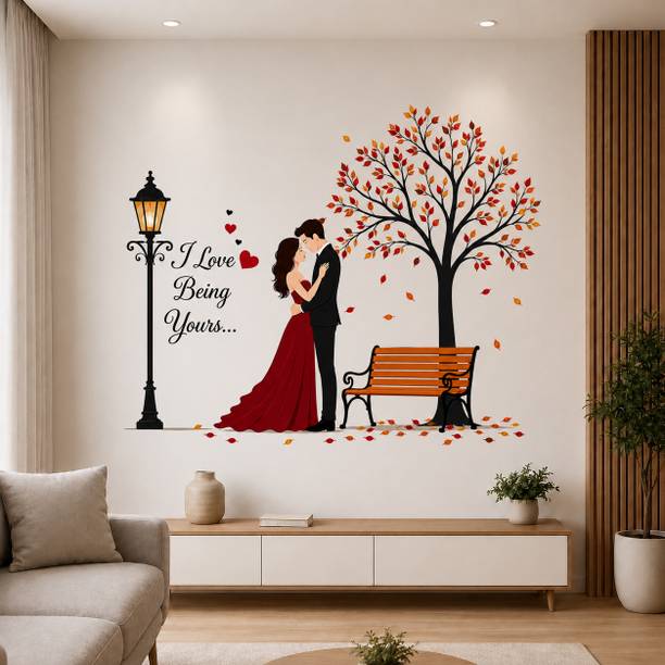 ABDESIGN 80 cm Romantic Couple Under Autumn Tree Wall Sticker Self Adhesive Sticker