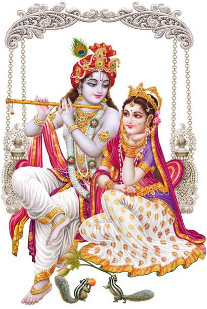SR GIFT STORE VVKK 3 cm Radha Krishna Self Adhesive Sticker