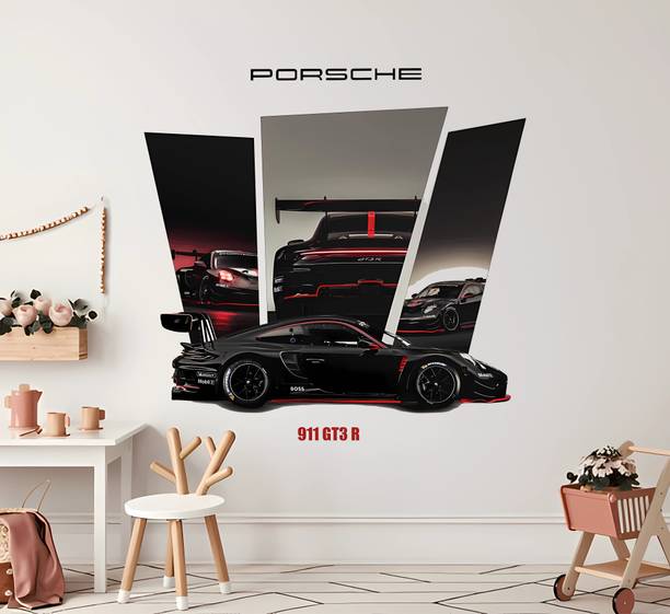 ArtisticDecals 60 inch Porsche 911 GT3 R Sports Car Wall Sticker for Boys Bedroom, Living Room Self Adhesive Sticker