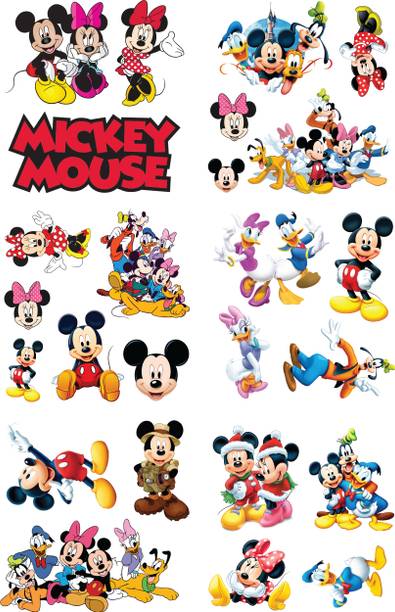 D2C 2.5 inch Mickey Mouse Glitter Sticker Set | Cartoon Laptop, Mobile, Kids, (Multi-Use) Self Adhesive Sticker
