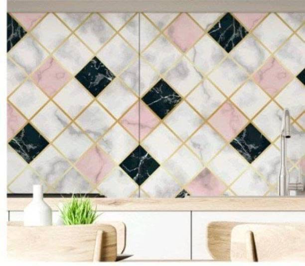 FOKRIM 200 cm Pink checks marble Wallpaper for wall Sticker Waterproof Home, office 60x200cm Self Adhesive Sticker
