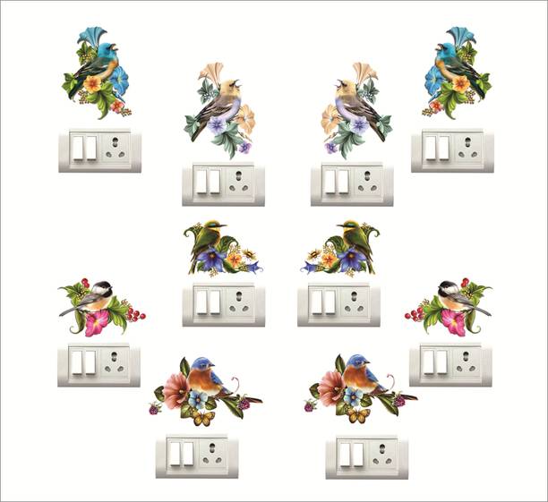 god & god's 3 cm Cute Birds Switch Board Design Self Adhesive Sticker