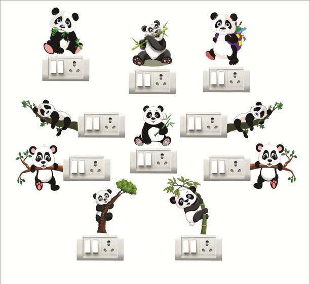 god & god's 3 cm Cute Panda Switch Board Design Self Adhesive Sticker