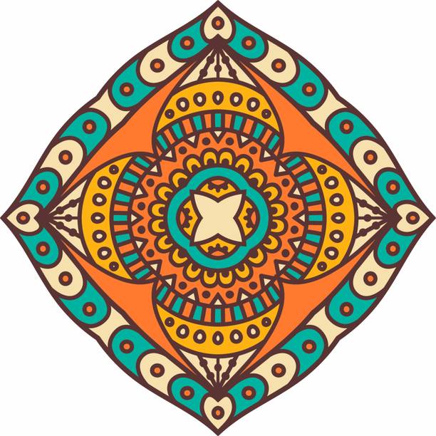 Decorprint 24 inch Floor Rangoli 24x24 Inches Square Shape Stickers for Home,Office,Schools - 229 Self Adhesive Sticker
