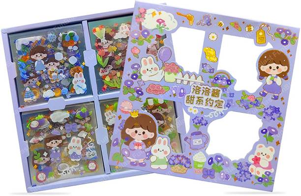 MON N MOL TOY 20 inch Cartoon Theme Kawaii Stickers -100 Sheets Cute Washi Stickers For Project Self Adhesive Sticker