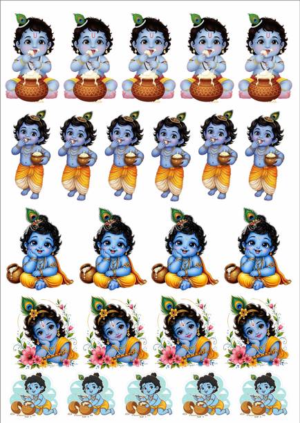 ARTSOUL 6 cm Bal Krishna (Laddu Gopal) Vinyl Sticker Pack | Waterproof PVC Self Adhesive Sticker